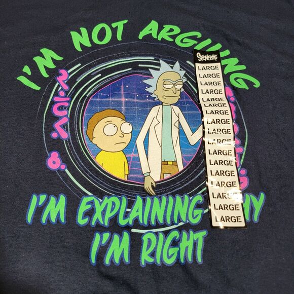 Rick And Morty Graphic Tee ...Why I'm Right SS Navy - Size Large NWT - Picture 1 of 6